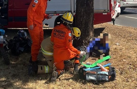 Motociclista fica ferido em colisão no Pistão Norte