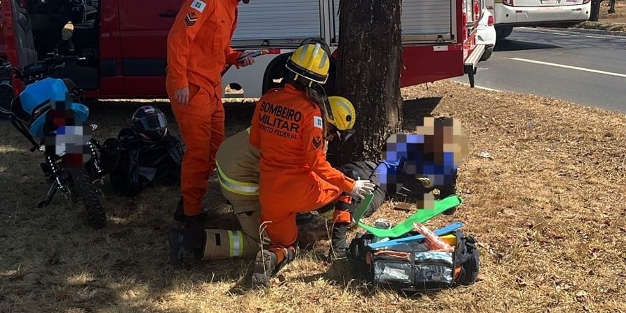 Motociclista fica ferido em colisão no Pistão Norte