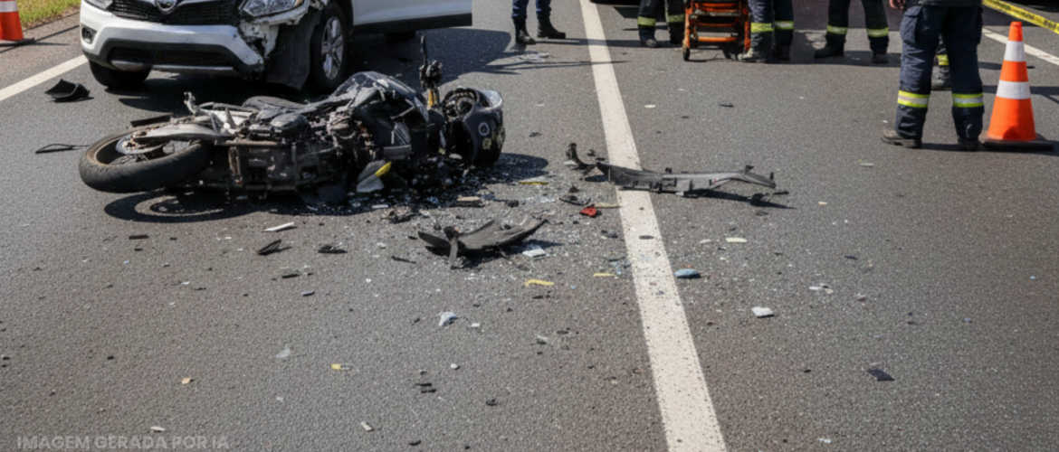 Colisão entre carro e moto deixa motociclista ferido na BR-070