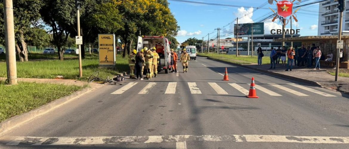 Ciclista idoso fica ferido após acidente no Pistão Sul